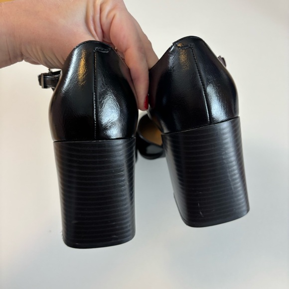 Nine West Black Block Heel Mary Jane Pumps Size 9.5 Square Toe Dress Shoes - Picture 6 of 6